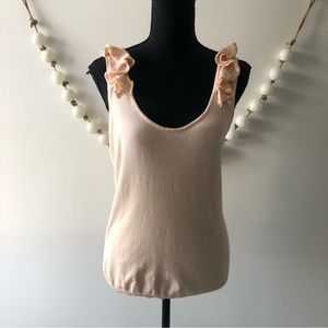 Lauren Ralph Lauren Knit Tank Top Ruffle Sleeves Women's Small Blush Pink